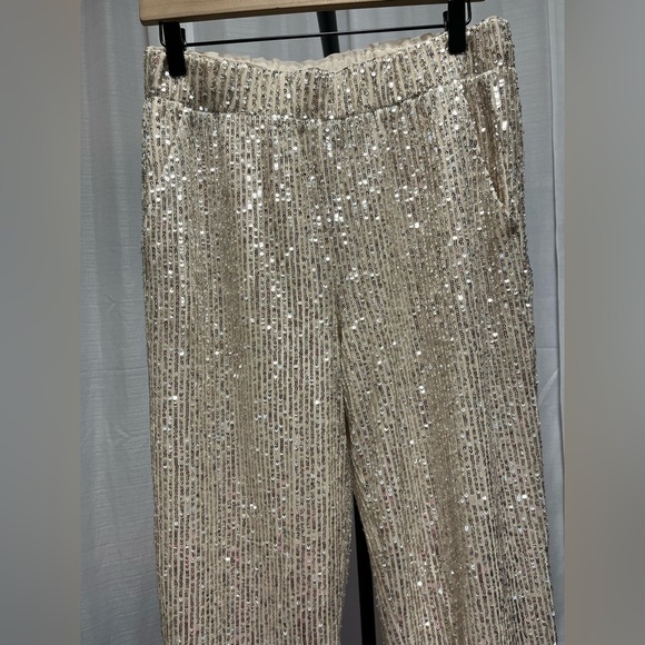 LOFT Sequin Jogger Pant Silver NWOT | size Small - Picture 2 of 12